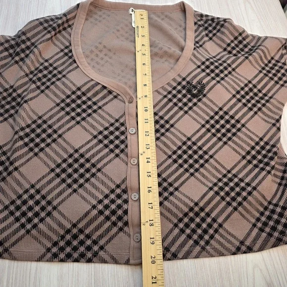 PINK Victoria's Secret‎ Thermal Boxy Cardigan Medium Waffle Knit Long Sleeve Top - Picture 9 of 9
